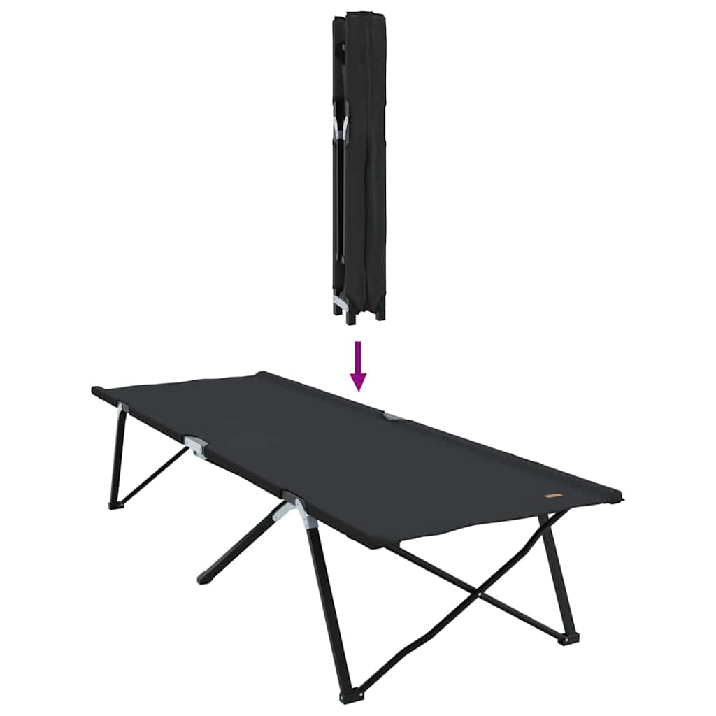 vidaXL Folding Camping Bed Black 206 x 76 x 74 cm Oxford and Steel