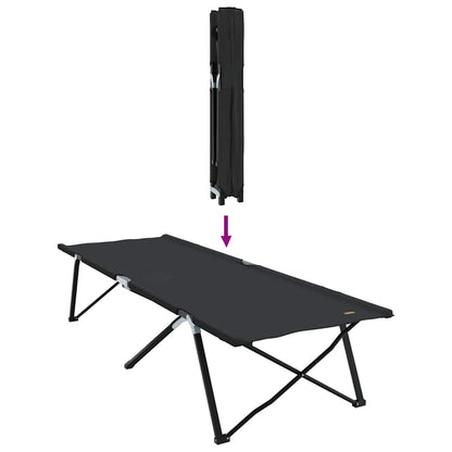 vidaXL Folding Camping Bed Black 206 x 76 x 74 cm Oxford and Steel