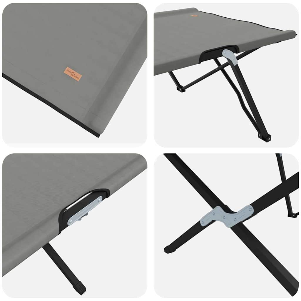 vidaXL Folding Camping Bed Grey 206 x 76 x 74 cm Oxford and Steel