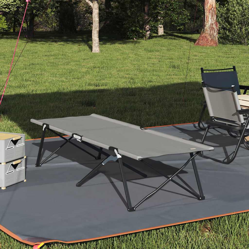 vidaXL Folding Camping Bed Grey 206 x 76 x 74 cm Oxford and Steel
