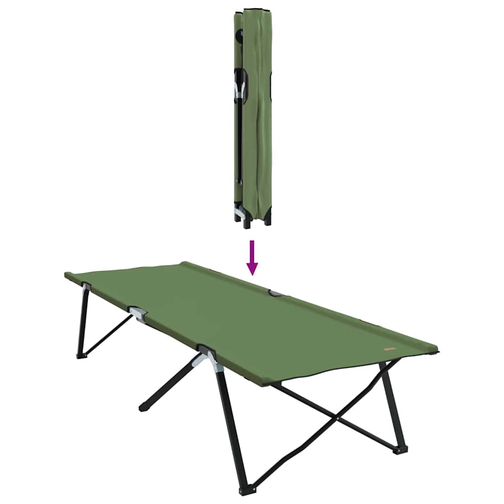 vidaXL Folding Camping Bed Green 206 x 76 x 74 cm Oxford and Steel