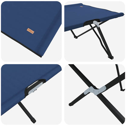 vidaXL Folding Camping Bed Folding Manual 2 pcs Blue 206 x 76 x 74 cm