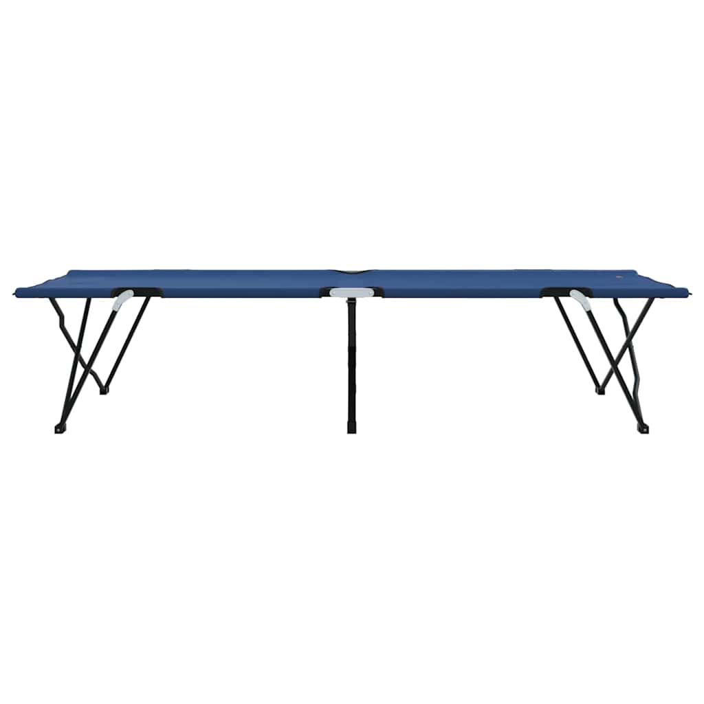 vidaXL Folding Camping Bed Folding Manual 2 pcs Blue 206 x 76 x 74 cm