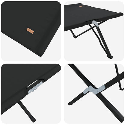 vidaXL Folding Camping Bed Folding Manual 2 pcs Black 206 x 76 x 74 cm
