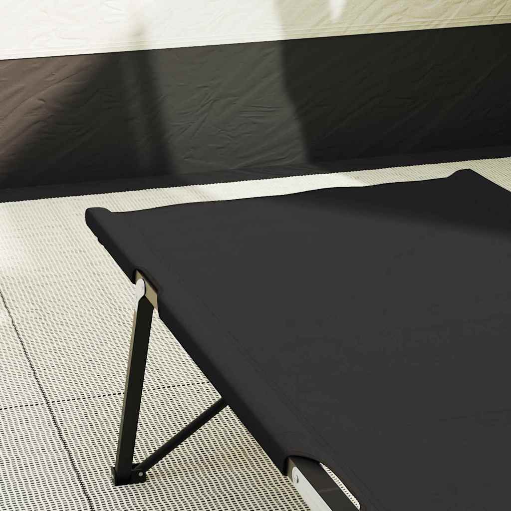 vidaXL Folding Camping Bed Folding Manual 2 pcs Black 206 x 76 x 74 cm