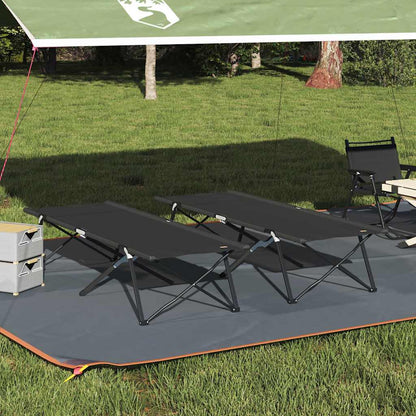 vidaXL Folding Camping Bed Folding Manual 2 pcs Black 206 x 76 x 74 cm