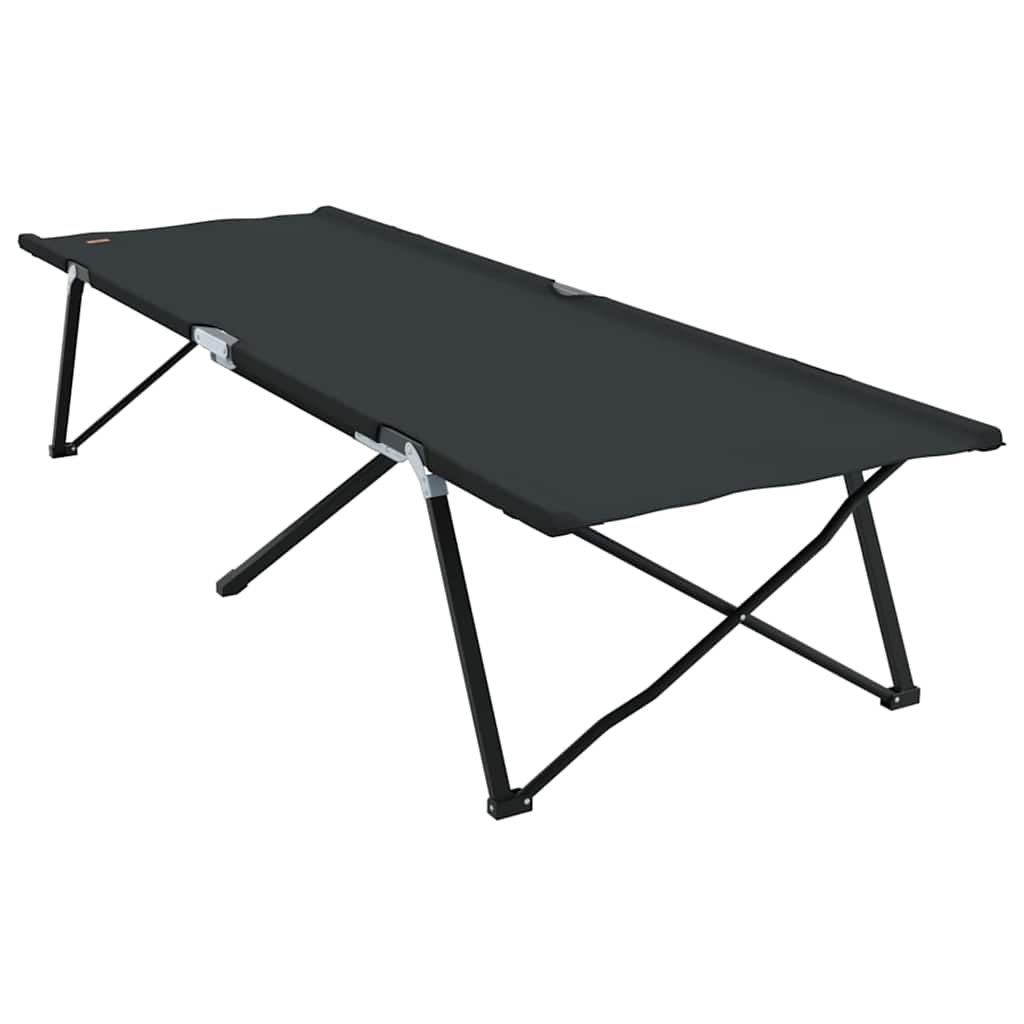 vidaXL Folding Camping Bed Folding Manual 2 pcs Black 206 x 76 x 74 cm