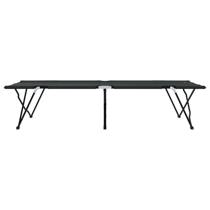 vidaXL Folding Camping Bed Folding Manual 2 pcs Black 206 x 76 x 74 cm
