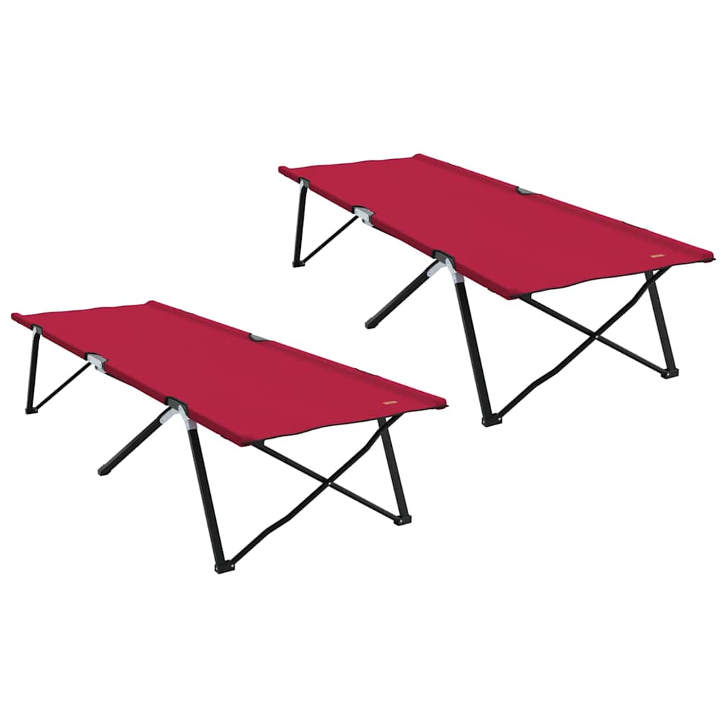 vidaXL Folding Camping Bed 2 pcs Red 206 x 76 x 74 cm Oxford and Steel