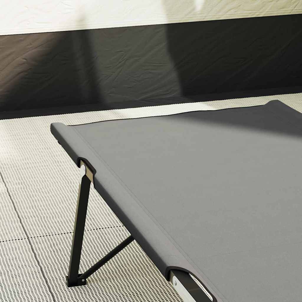 vidaXL Folding Camping Bed Folding Manual 2 pcs Grey 206 x 76 x 74 cm