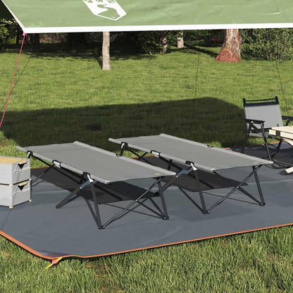 vidaXL Folding Camping Bed Folding Manual 2 pcs Grey 206 x 76 x 74 cm