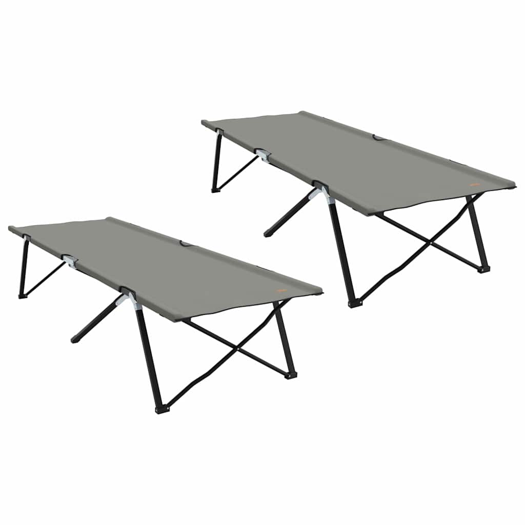 vidaXL Folding Camping Bed Folding Manual 2 pcs Grey 206 x 76 x 74 cm