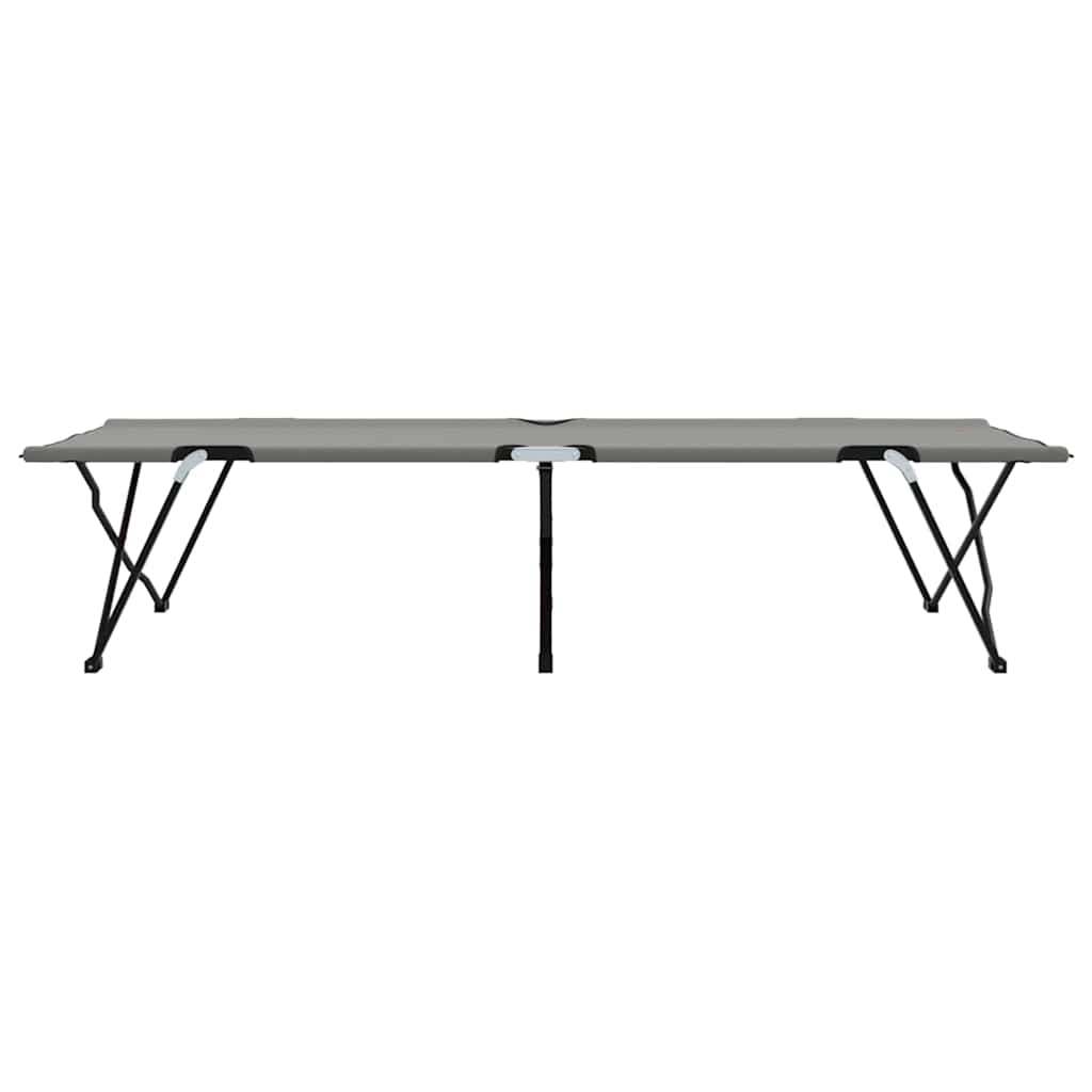 vidaXL Folding Camping Bed Folding Manual 2 pcs Grey 206 x 76 x 74 cm