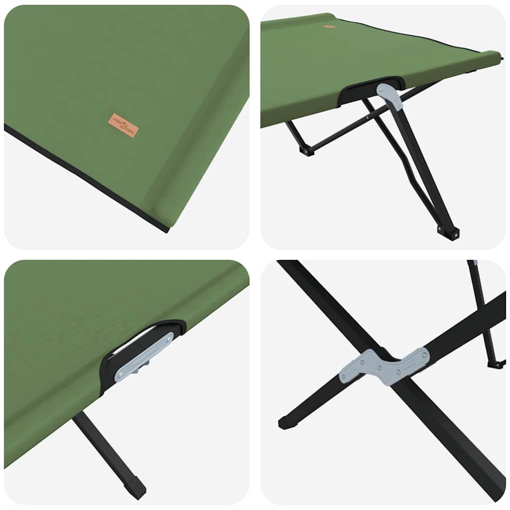 vidaXL Folding Camping Bed Folding Manual 2 pcs Green 206 x 76 x 74 cm