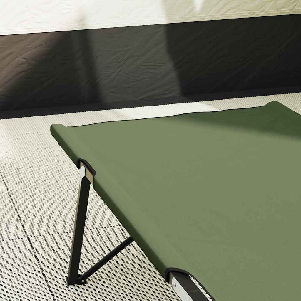 vidaXL Folding Camping Bed Folding Manual 2 pcs Green 206 x 76 x 74 cm