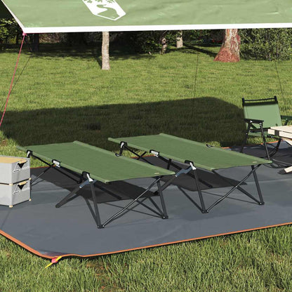 vidaXL Folding Camping Bed Folding Manual 2 pcs Green 206 x 76 x 74 cm