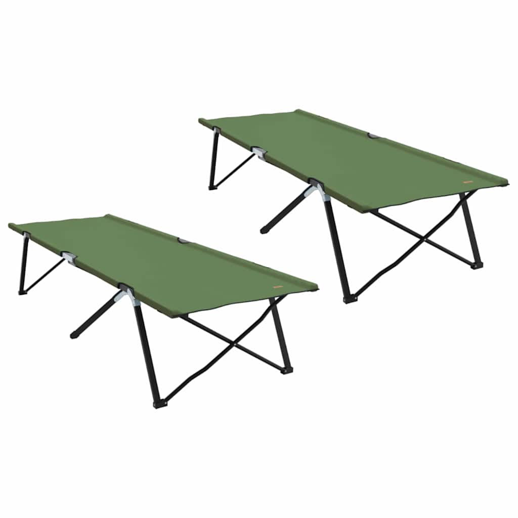 vidaXL Folding Camping Bed Folding Manual 2 pcs Green 206 x 76 x 74 cm