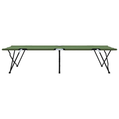 vidaXL Folding Camping Bed Folding Manual 2 pcs Green 206 x 76 x 74 cm