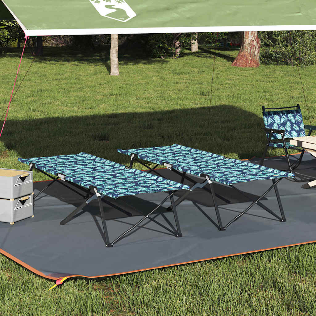 vidaXL Folding Camping Bed Folding Leaf 2 pcs Forest 206 x 76 x 74 cm