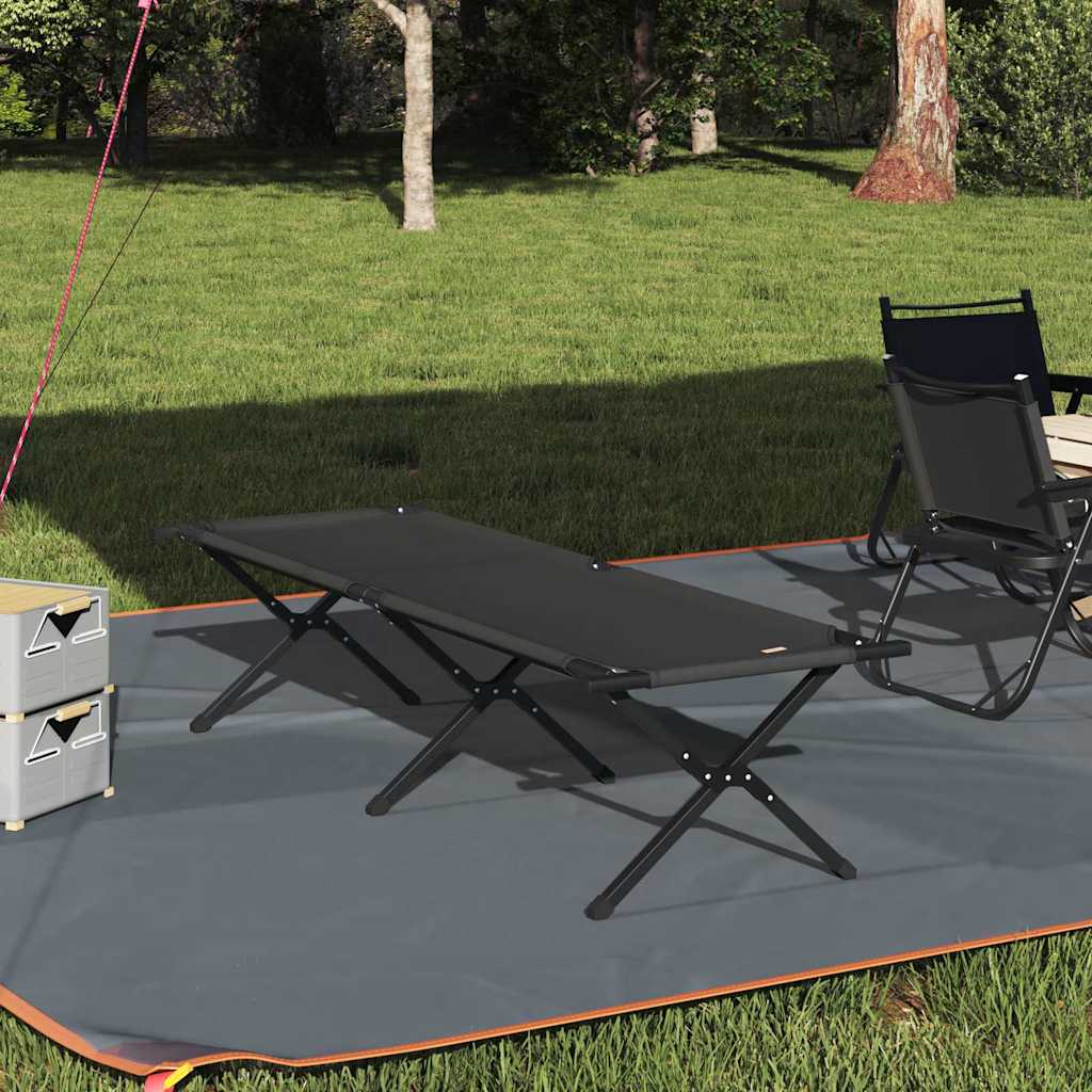 vidaXL Folding Camping Bed Manual Black 193 x 69 x 45 cm Oxford fabric
