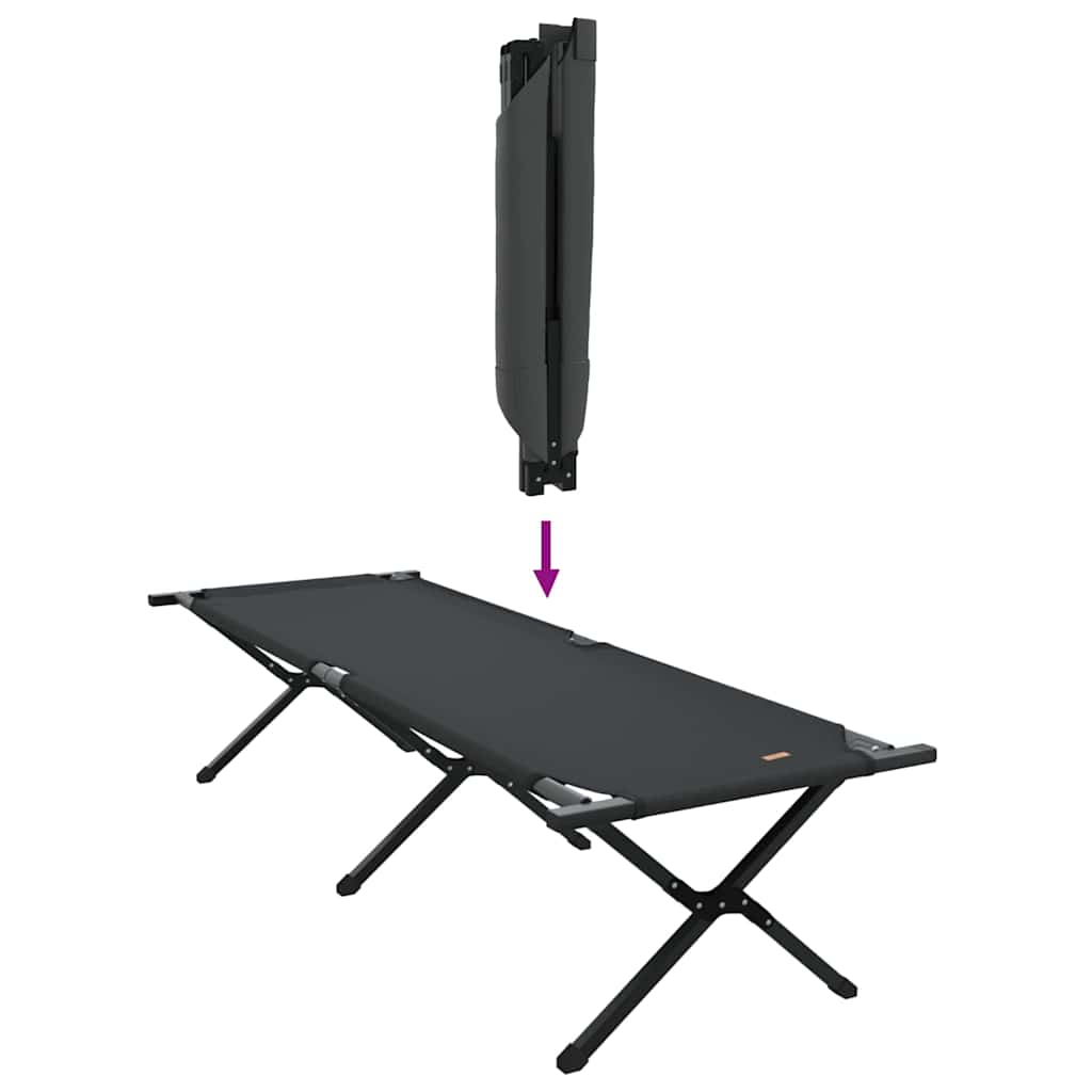 vidaXL Folding Camping Bed Manual Black 193 x 69 x 45 cm Oxford fabric