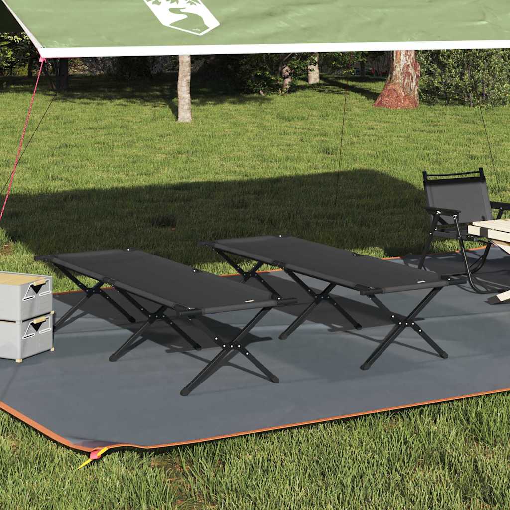 vidaXL Folding Camping Bed 2 pcs Black 193 x 69 x 45 cm Oxford fabric
