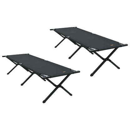 vidaXL Folding Camping Bed 2 pcs Black 193 x 69 x 45 cm Oxford fabric