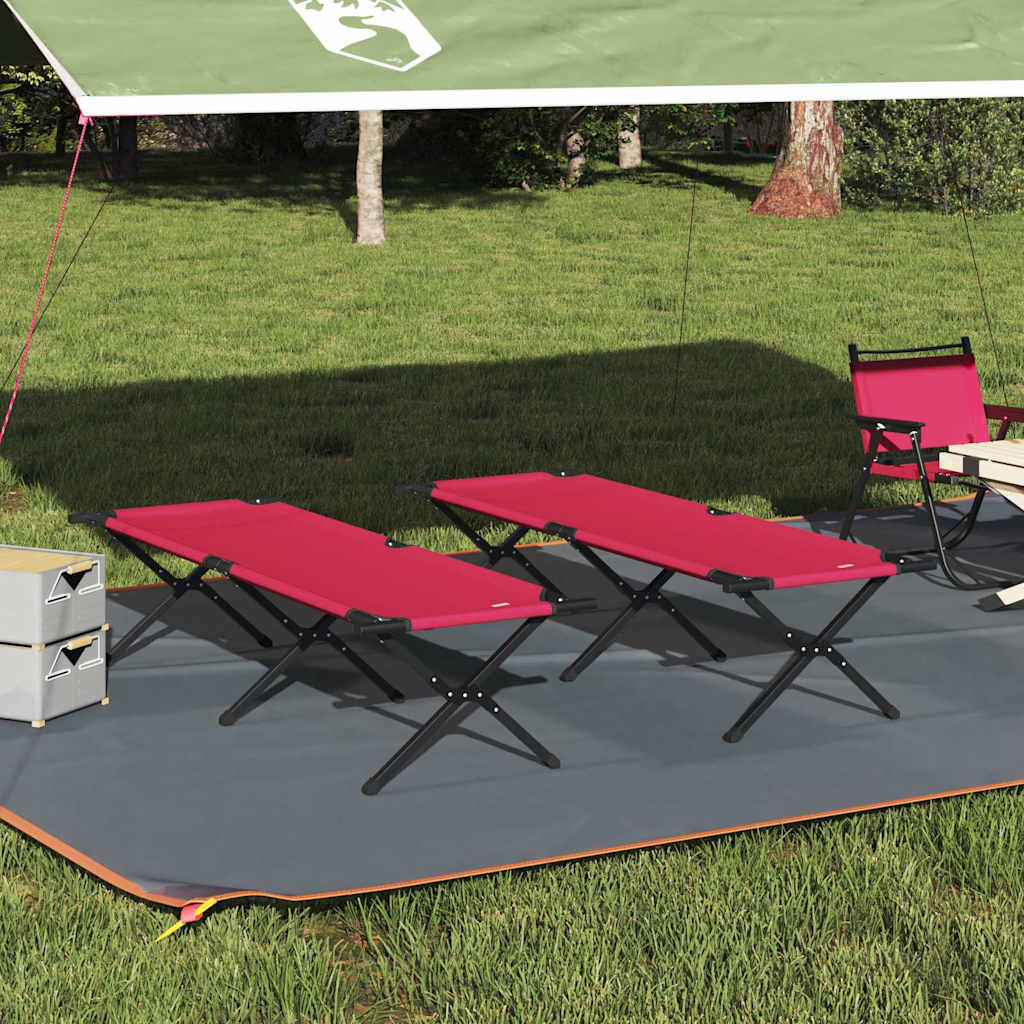 vidaXL Folding Camping Bed 2 pcs Red 193 x 69 x 45 cm Oxford fabric
