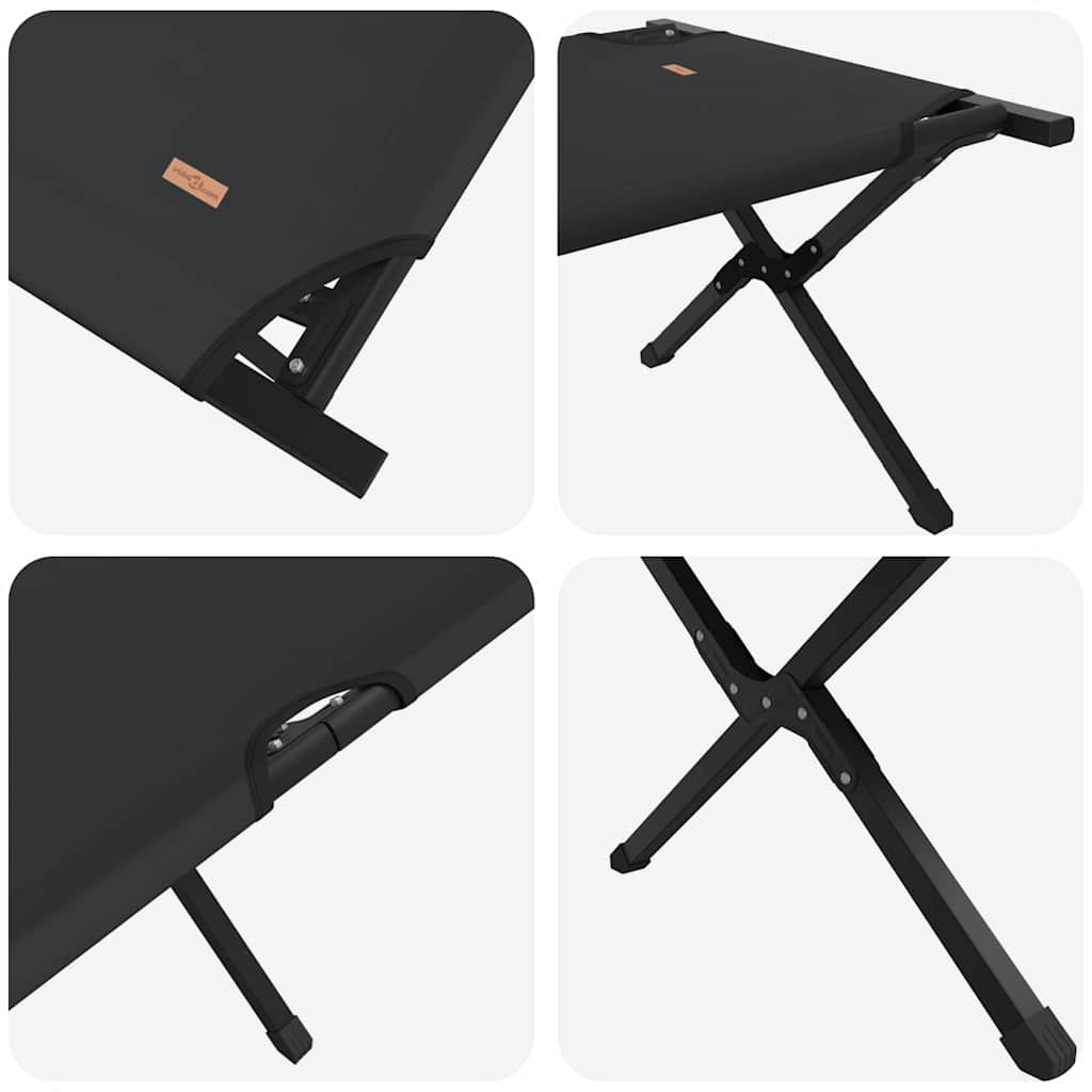 vidaXL Folding Camping Bed Manual Black 210 x 80 x 46 cm Oxford fabric