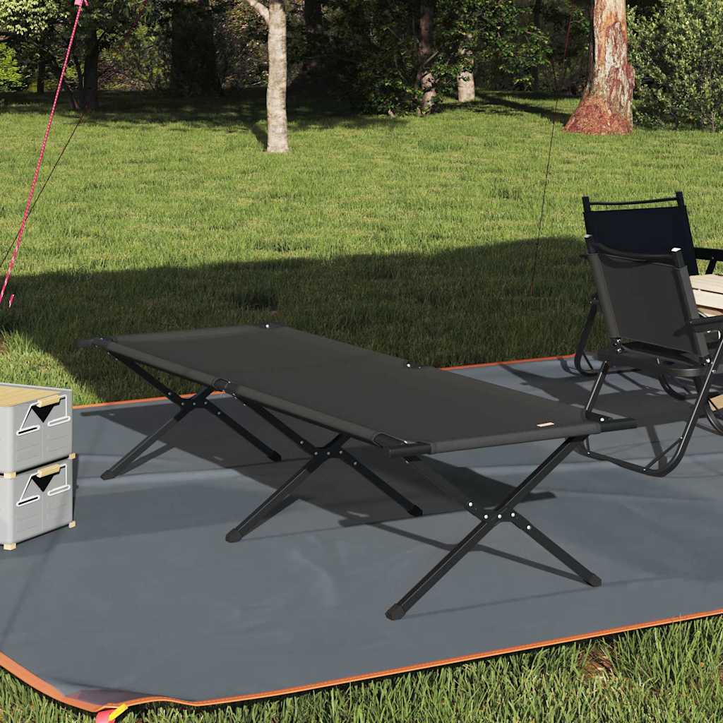 vidaXL Folding Camping Bed Manual Black 210 x 80 x 46 cm Oxford fabric