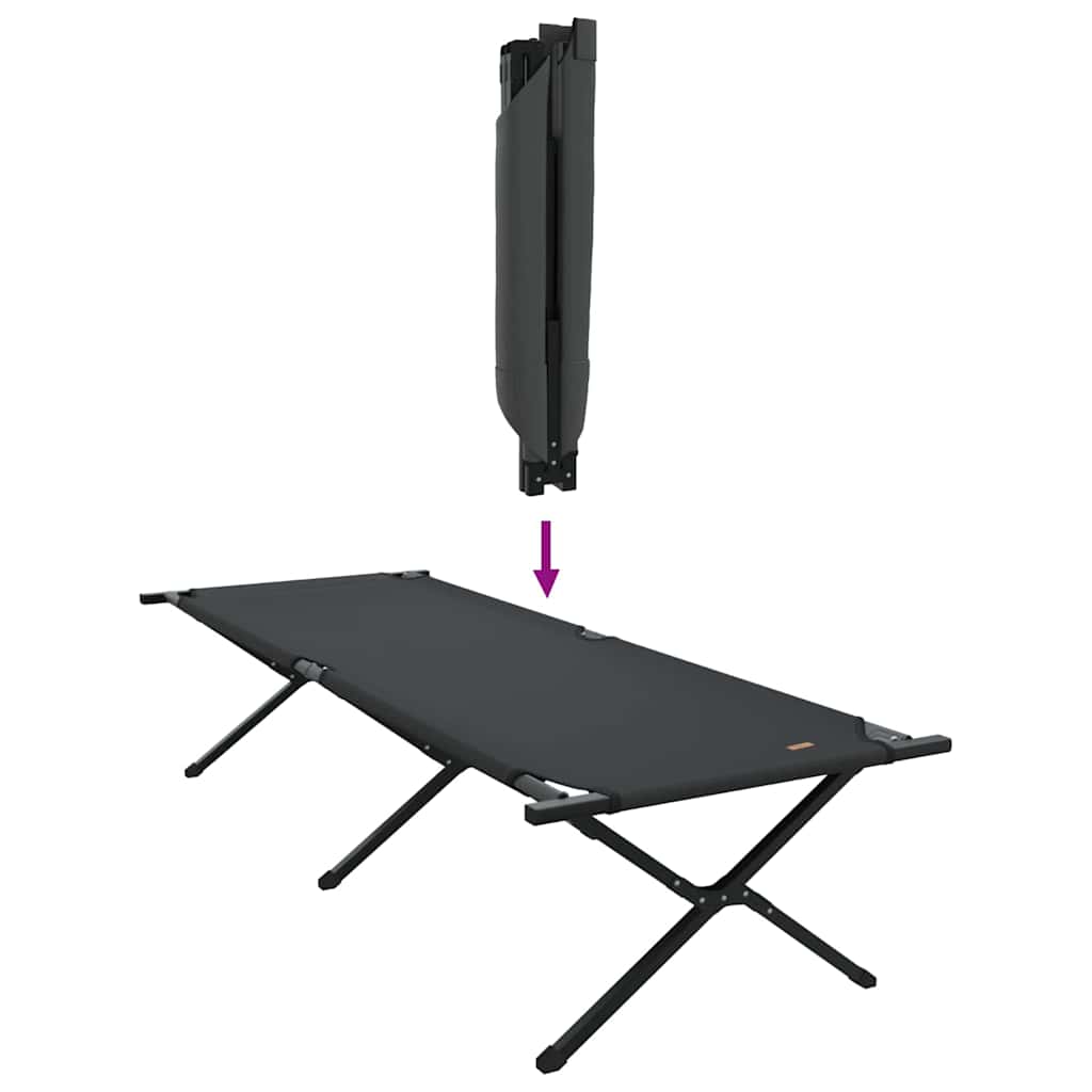 vidaXL Folding Camping Bed Manual Black 210 x 80 x 46 cm Oxford fabric