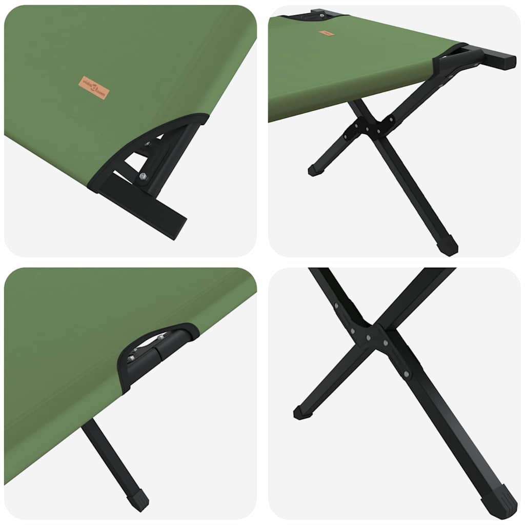 vidaXL Folding Camping Bed Manual Green 210 x 80 x 46 cm Oxford fabric