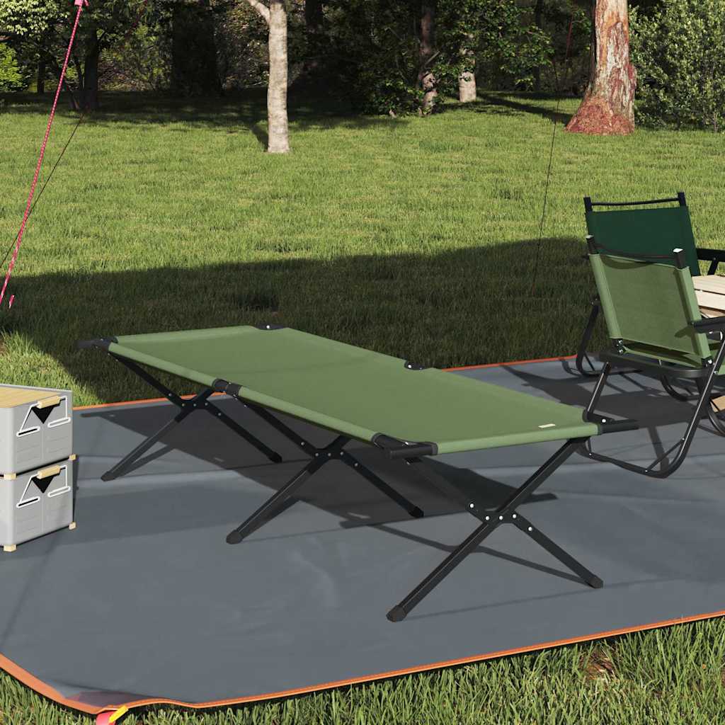 vidaXL Folding Camping Bed Manual Green 210 x 80 x 46 cm Oxford fabric