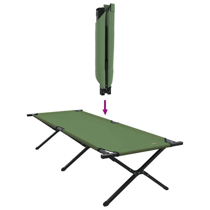vidaXL Folding Camping Bed Manual Green 210 x 80 x 46 cm Oxford fabric