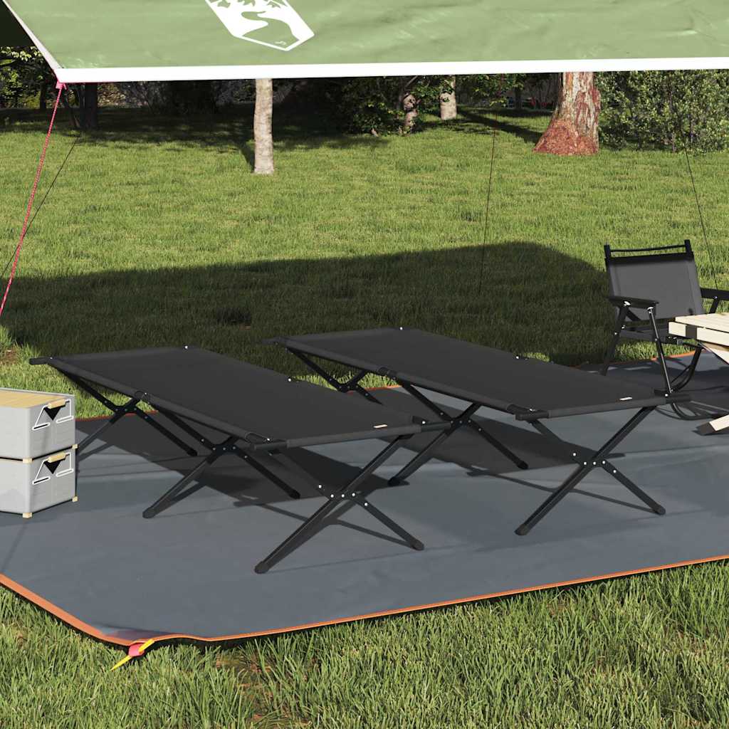 vidaXL Folding Camping Bed 2 pcs Black 210 x 80 x 46 cm Oxford fabric