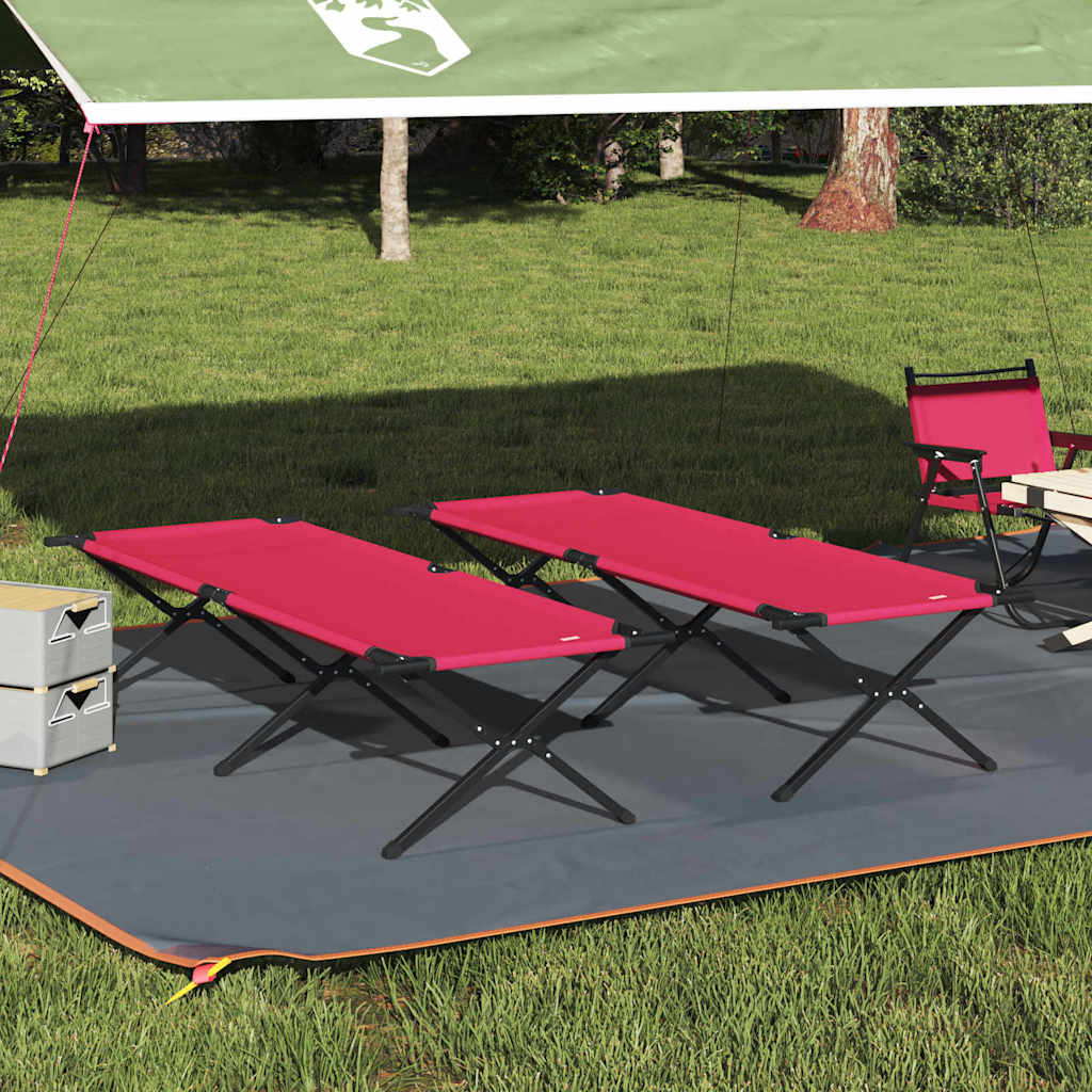 vidaXL Folding Camping Bed 2 pcs Red 210 x 80 x 46 cm Oxford fabric