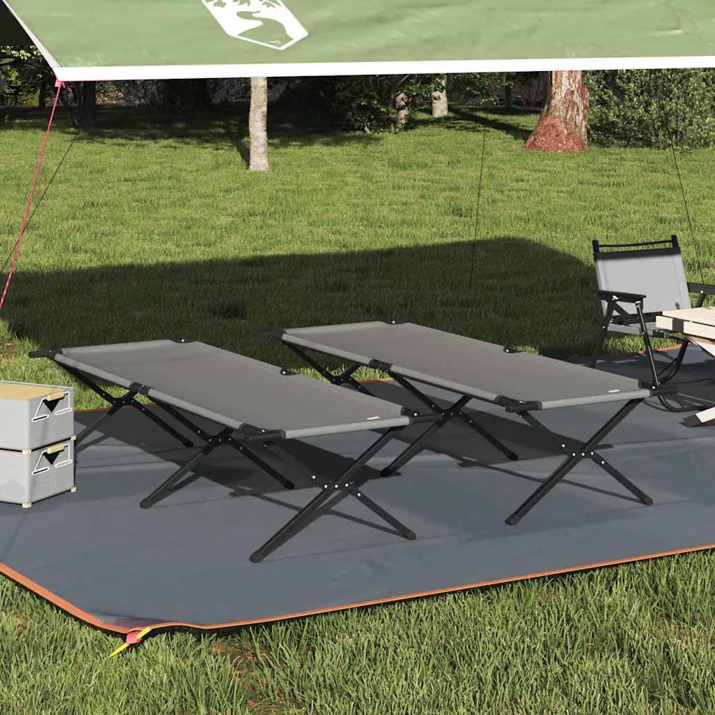 vidaXL Folding Camping Bed 2 pcs Grey 210 x 80 x 46 cm Oxford fabric
