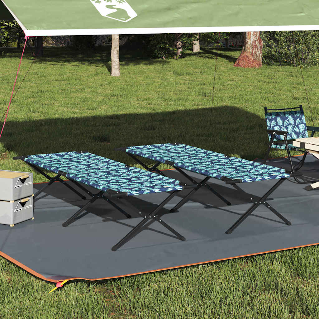 vidaXL Folding Camping Bed 2 pcs Forest 210 x 80 x 46 cm Oxford fabric