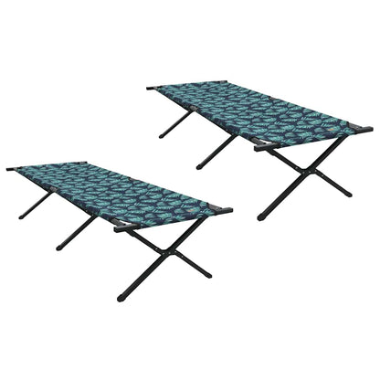 vidaXL Folding Camping Bed 2 pcs Forest 210 x 80 x 46 cm Oxford fabric