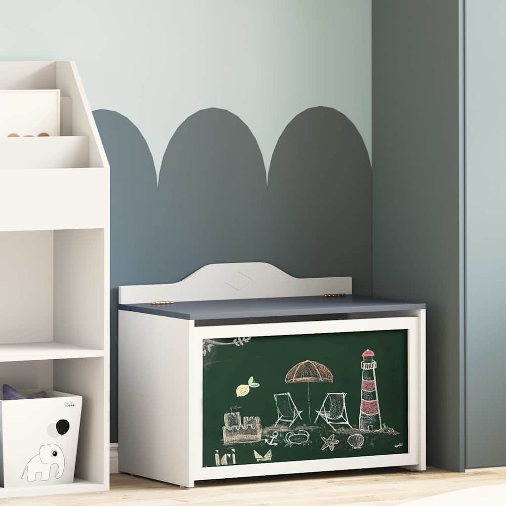 vidaXL Box with Storage and Chalkboard Front ROROS Grey and White