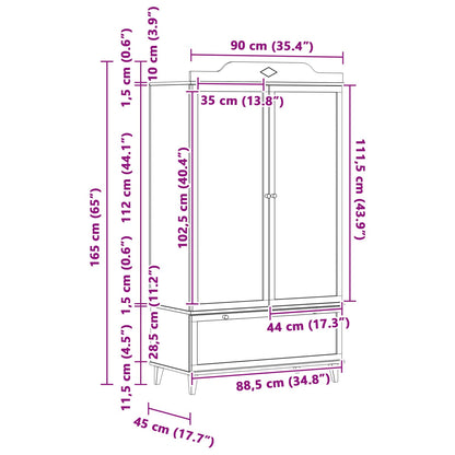 vidaXL Chalkboard Wardrobe with Drawer ROROS White 90 x 45 x 165 cm