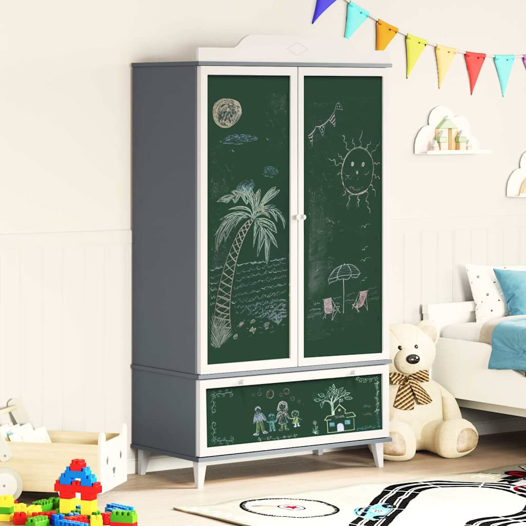 vidaXL Chalkboard Wardrobe ROROS Grey and White 90 x 45 x 165 cm