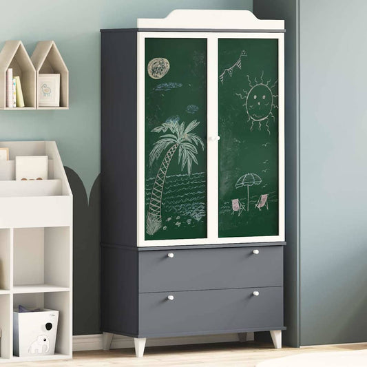 vidaXL Chalkboard Wardrobe ROROS Grey and White 90 x 45 x 180 cm