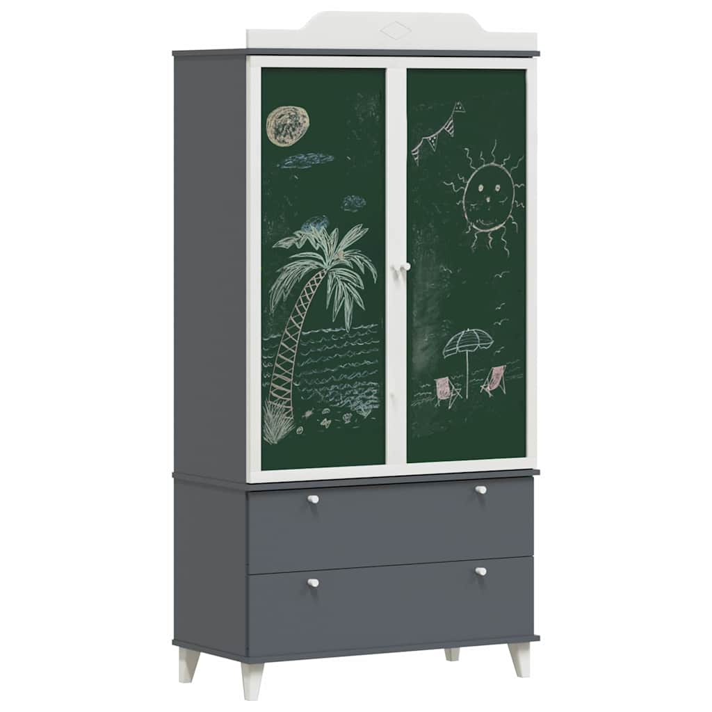 vidaXL Chalkboard Wardrobe ROROS Grey and White 90 x 45 x 180 cm