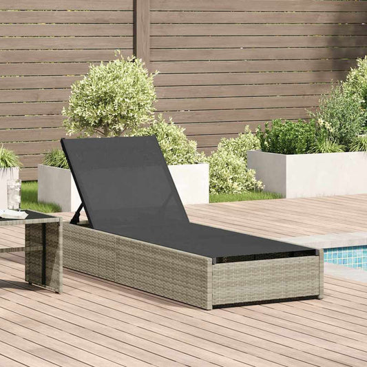 vidaXL Sun Lounger Reclining Beige 200.5 x 70 x 75 cm Poly Rattan