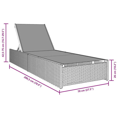 vidaXL Sun Lounger Reclining Beige 200.5 x 70 x 75 cm Poly Rattan