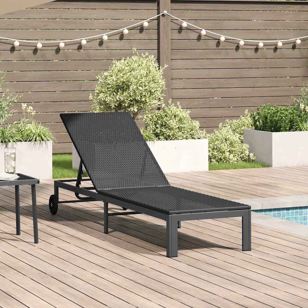 vidaXL Sunbed Poly Rattan Black