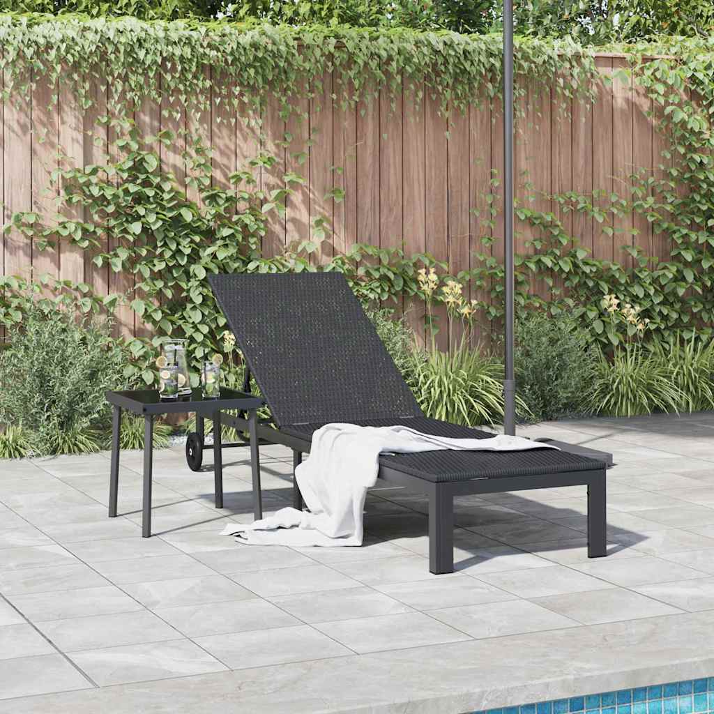 vidaXL Sunbed Poly Rattan Black