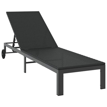 vidaXL Sunbed Poly Rattan Black
