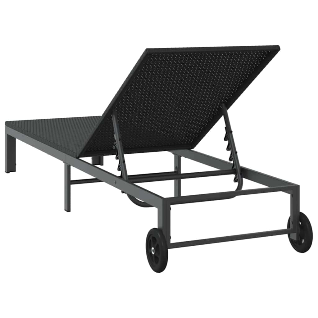 vidaXL Sunbed Poly Rattan Black